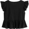 imageSweatyRocks Womens Ruffle Hem Cap Sleeve Shirts Sweetheart Neck Peplum Blouse TopBlack