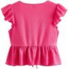 imageSweatyRocks Womens Ruffle Hem Cap Sleeve Shirts Sweetheart Neck Peplum Blouse TopHot Pink