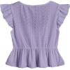 imageSweatyRocks Womens Ruffle Hem Cap Sleeve Shirts Sweetheart Neck Peplum Blouse TopLilac Purple