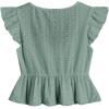 imageSweatyRocks Womens Ruffle Hem Cap Sleeve Shirts Sweetheart Neck Peplum Blouse TopMint Green