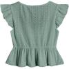 imageSweatyRocks Womens Ruffle Hem Cap Sleeve Shirts Sweetheart Neck Peplum Blouse TopMint Green