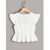imageSweatyRocks Womens Ruffle Hem Cap Sleeve Shirts Sweetheart Neck Peplum Blouse TopWhite