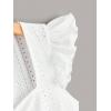 imageSweatyRocks Womens Ruffle Hem Cap Sleeve Shirts Sweetheart Neck Peplum Blouse TopWhite