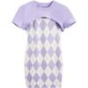 imageSweatyRocks Girls 2 Piece Outfits Argyle Print Cami Mini Dress with Short Sleeve Crop TeeLavender