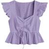 imageSweatyRocks Womens Ruffle Hem Cap Sleeve Shirts Sweetheart Neck Peplum Blouse TopLilac Purple