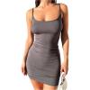 imageSweatyRocks Womens Spaghetti Strap Ruched Cami Mini Dress Sleeveless Slim Fitted Bodycon Short DressesGrey