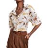 imageSweatyRocks Womens Short Sleeve Cute Print Button Down Shirt TopsBeige Animal