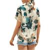 imageSweatyRocks Womens Short Sleeve Cute Print Button Down Shirt TopsBeige Leaf