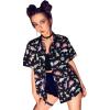 imageSweatyRocks Womens Short Sleeve Cute Print Button Down Shirt TopsBlack Dinosaur