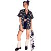 imageSweatyRocks Womens Short Sleeve Cute Print Button Down Shirt TopsBlack Dinosaur