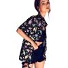 imageSweatyRocks Womens Short Sleeve Cute Print Button Down Shirt TopsBlack Dinosaur