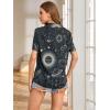 imageSweatyRocks Womens Short Sleeve Cute Print Button Down Shirt TopsBlack Sun Moon