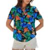 imageSweatyRocks Womens Short Sleeve Cute Print Button Down Shirt TopsBlack and Blue
