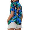 imageSweatyRocks Womens Short Sleeve Cute Print Button Down Shirt TopsBlack and Blue