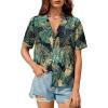 imageSweatyRocks Womens Short Sleeve Cute Print Button Down Shirt TopsBlue and Green