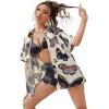 imageSweatyRocks Womens Short Sleeve Cute Print Button Down Shirt TopsButterfly Beige