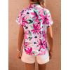 imageSweatyRocks Womens Short Sleeve Cute Print Button Down Shirt TopsHot Pink Flowers