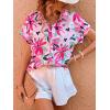 imageSweatyRocks Womens Short Sleeve Cute Print Button Down Shirt TopsHot Pink Flowers