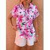 imageSweatyRocks Womens Short Sleeve Cute Print Button Down Shirt TopsHot Pink Flowers