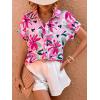imageSweatyRocks Womens Short Sleeve Cute Print Button Down Shirt TopsHot Pink Flowers