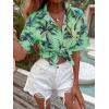 imageSweatyRocks Womens Short Sleeve Cute Print Button Down Shirt TopsLeaf Green
