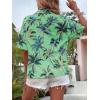 imageSweatyRocks Womens Short Sleeve Cute Print Button Down Shirt TopsLeaf Green