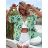 imageSweatyRocks Womens Short Sleeve Cute Print Button Down Shirt TopsLeaf Green