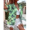 imageSweatyRocks Womens Short Sleeve Cute Print Button Down Shirt TopsLeaf Green