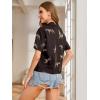 imageSweatyRocks Womens Short Sleeve Cute Print Button Down Shirt TopsLeopard Black