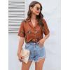 imageSweatyRocks Womens Short Sleeve Cute Print Button Down Shirt TopsLeopard Burnt Orange