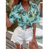 imageSweatyRocks Womens Short Sleeve Cute Print Button Down Shirt TopsMint Blue