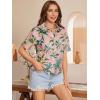 imageSweatyRocks Womens Short Sleeve Cute Print Button Down Shirt TopsPink Green