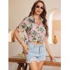 imageSweatyRocks Womens Short Sleeve Cute Print Button Down Shirt TopsPink Green