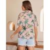 imageSweatyRocks Womens Short Sleeve Cute Print Button Down Shirt TopsPink Green