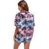 imageSweatyRocks Womens Short Sleeve Cute Print Button Down Shirt TopsPurple Tree