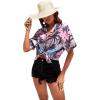 imageSweatyRocks Womens Short Sleeve Cute Print Button Down Shirt TopsPurple Tree