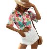 imageSweatyRocks Womens Short Sleeve Cute Print Button Down Shirt TopsRed Green