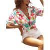 imageSweatyRocks Womens Short Sleeve Cute Print Button Down Shirt TopsRed Green