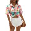 imageSweatyRocks Womens Short Sleeve Cute Print Button Down Shirt TopsRed Green
