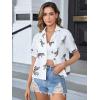 imageSweatyRocks Womens Short Sleeve Cute Print Button Down Shirt TopsTiger White