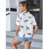 imageSweatyRocks Womens Short Sleeve Cute Print Button Down Shirt TopsTiger White