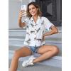 imageSweatyRocks Womens Short Sleeve Cute Print Button Down Shirt TopsTiger White