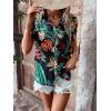 imageSweatyRocks Womens Short Sleeve Cute Print Button Down Shirt TopsTropical Black
