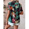 imageSweatyRocks Womens Short Sleeve Cute Print Button Down Shirt TopsTropical Black