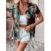 imageSweatyRocks Womens Short Sleeve Cute Print Button Down Shirt TopsTropical Black