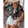 imageSweatyRocks Womens Short Sleeve Cute Print Button Down Shirt TopsTropical Black