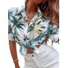 imageSweatyRocks Womens Short Sleeve Cute Print Button Down Shirt TopsTropical White