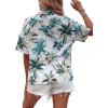 imageSweatyRocks Womens Short Sleeve Cute Print Button Down Shirt TopsTropical White