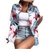 imageSweatyRocks Womens Short Sleeve Cute Print Button Down Shirt TopsWhite Floral