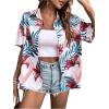 imageSweatyRocks Womens Short Sleeve Cute Print Button Down Shirt TopsWhite Floral